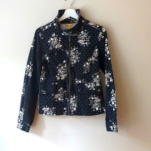 Lole Women's Jacket Black and White Floral Size 8